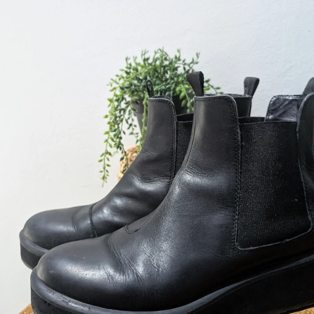 New G-Star Strett Flatform Chelsea Sneakers Women  Black Leather Boot Size‎ 9.5